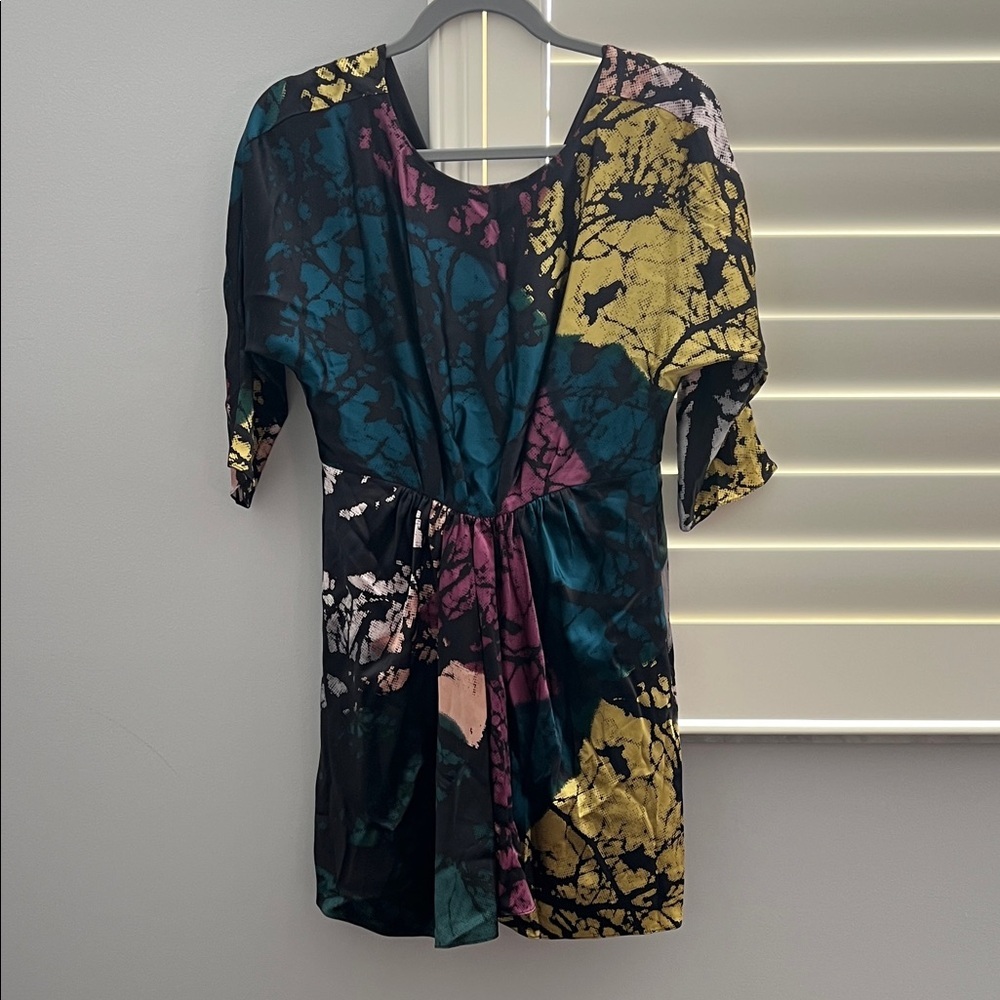 Tibi Black and Gold Abstract Mini Dress - Picture 2 of 5